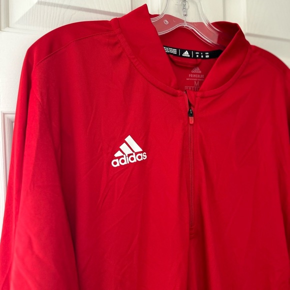 NWT Adidas Men’s Sideline 1/4-Zip Knit Pullover M Red / White - Picture 4 of 16